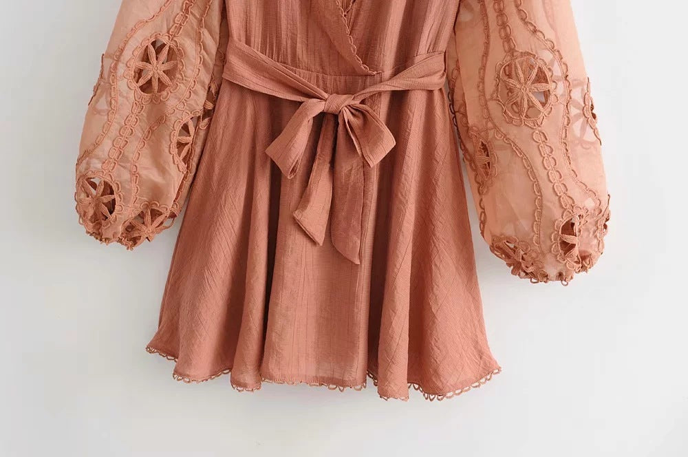 Lace mesh stitching dress