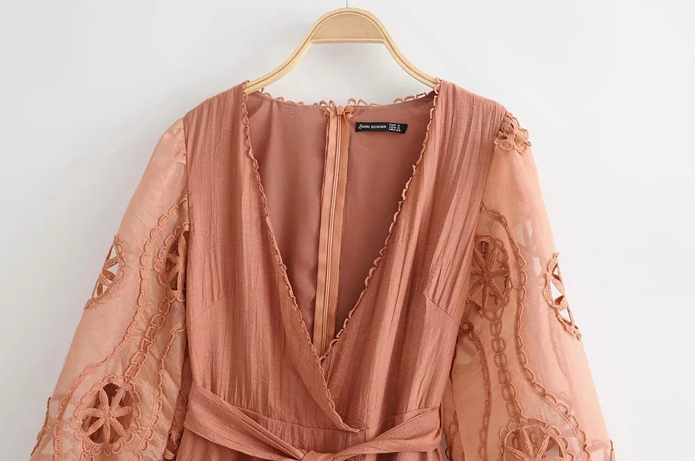 Lace mesh stitching dress