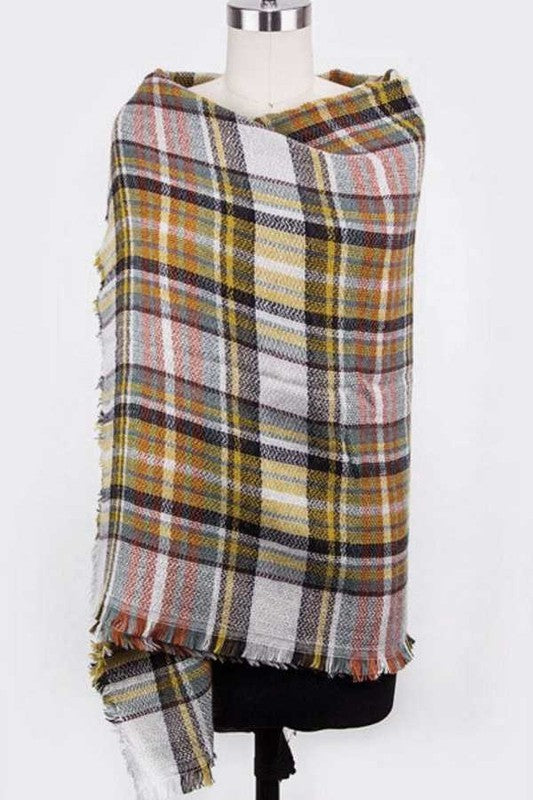 Large Plaid Blanket Scarf