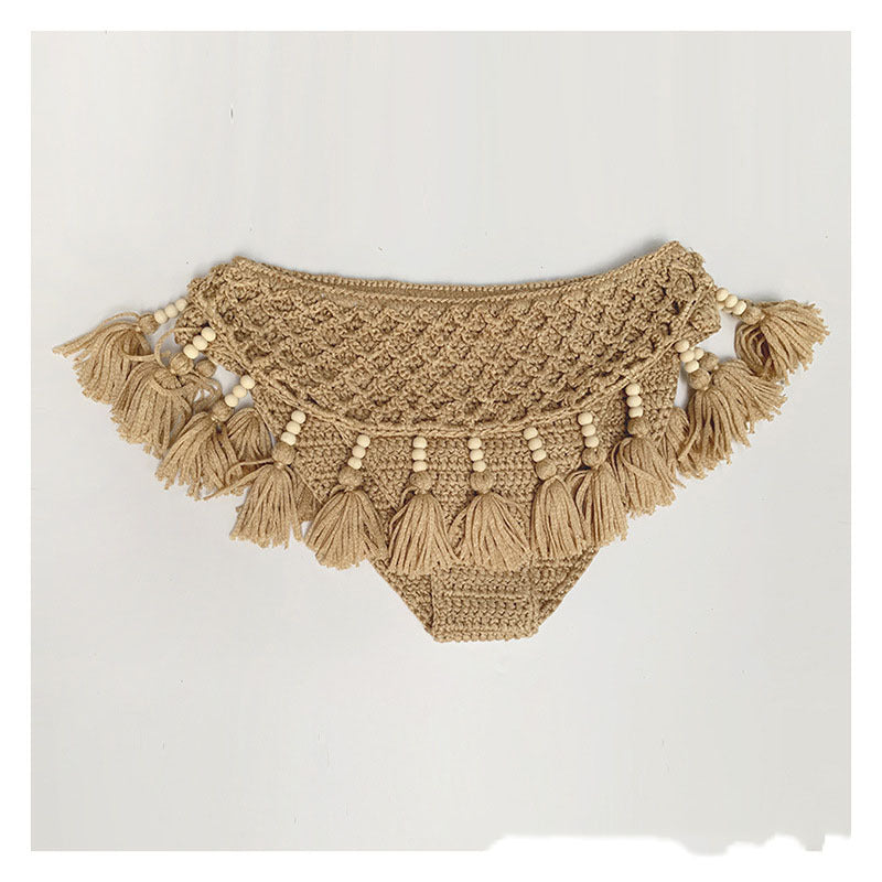 Swimsuit Bikini Women's New Hand Hook With Beads Tassel Beach Suit