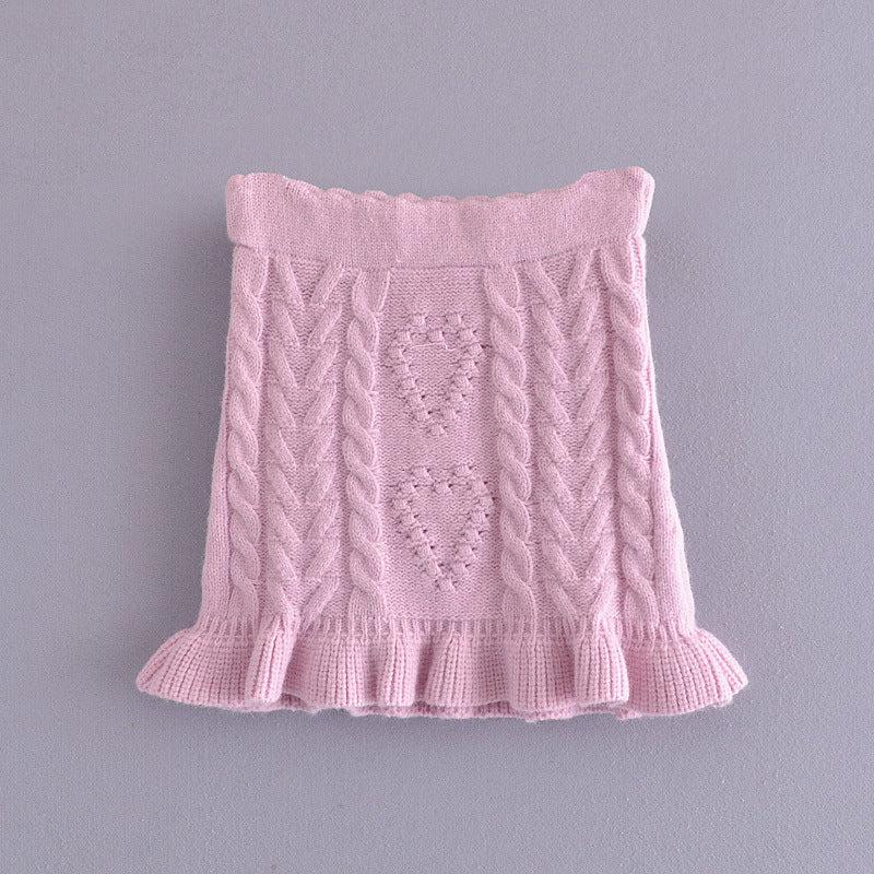 New Ruffled Pullover Sweater And Hip Skirt Suit