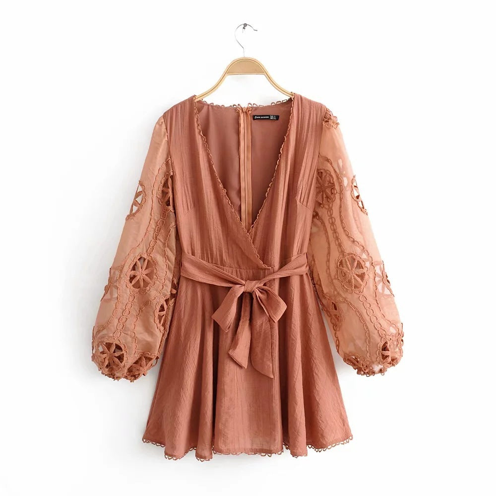 Lace mesh stitching dress