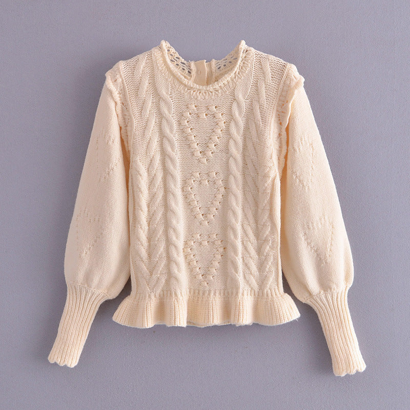 New Ruffled Pullover Sweater And Hip Skirt Suit