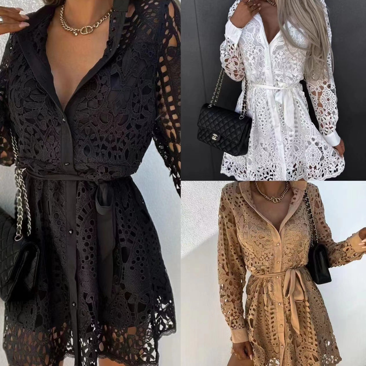 Fashion Temperament Mini Lace Dress