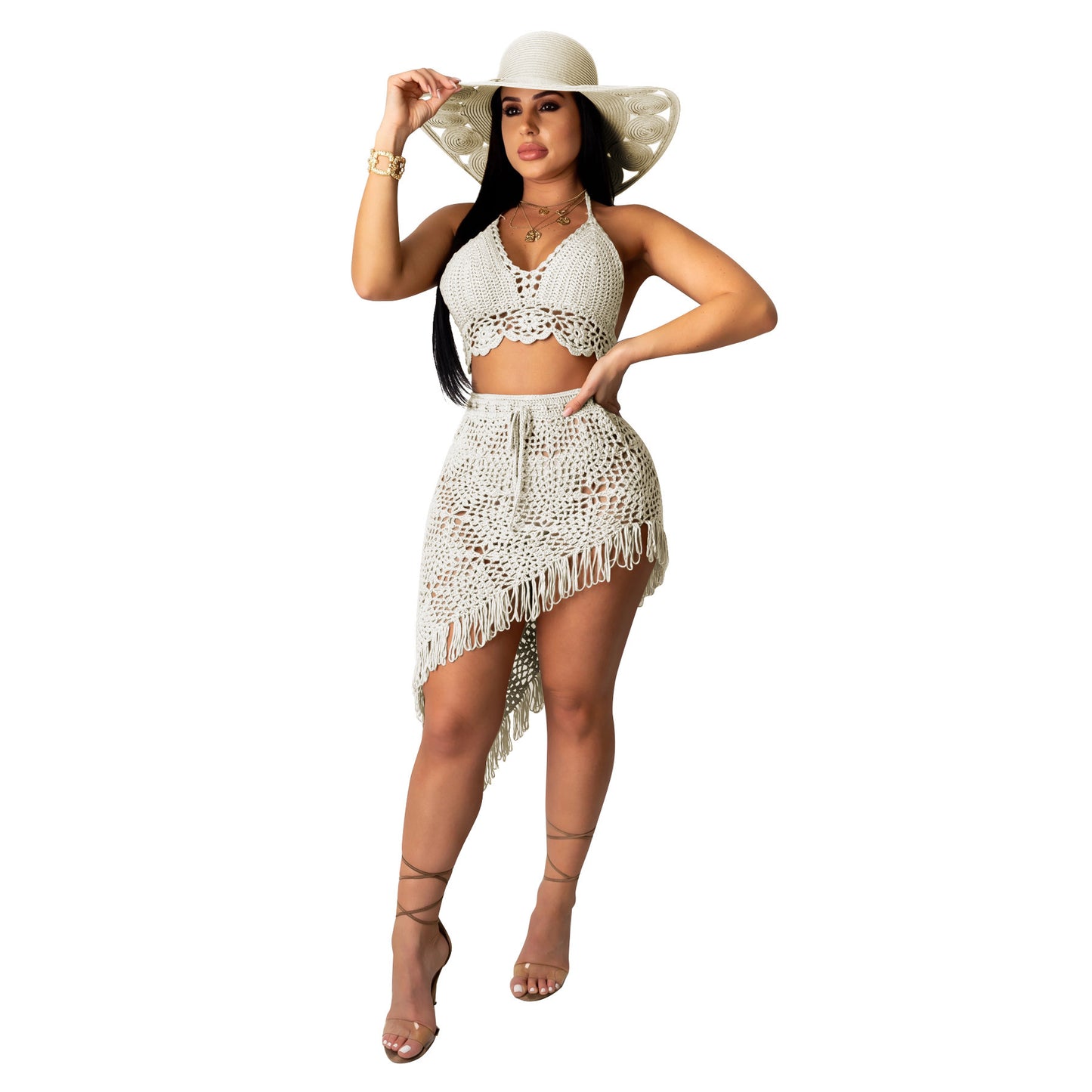 Crochet Tassel Casual Suit
