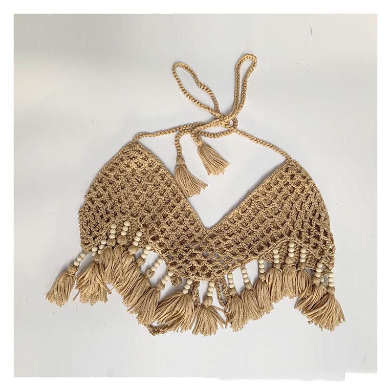 Swimsuit Bikini Women's New Hand Hook With Beads Tassel Beach Suit