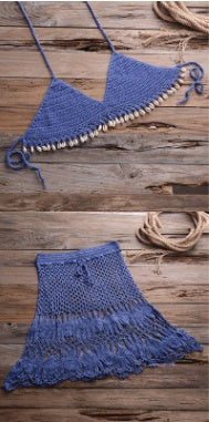 Hand-knitted beach split bikini