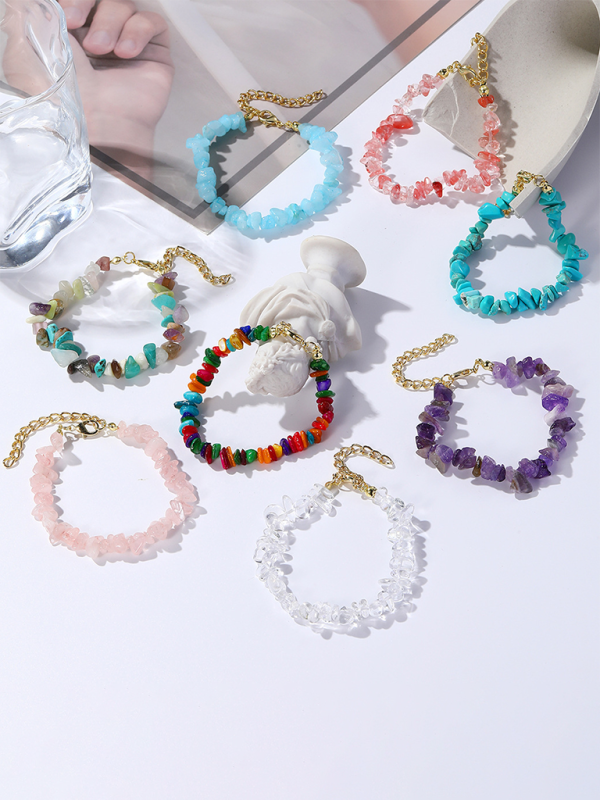 Bohemian Colorful Gravel Bracelet Natural Stone Bracelet
