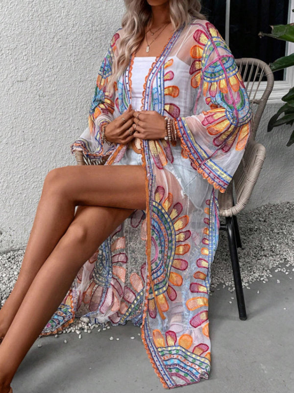 New Beach Skirt Casual Vacation Lace Cardigan Bikini Swimsuit Cover-Up Sun Protection Wear