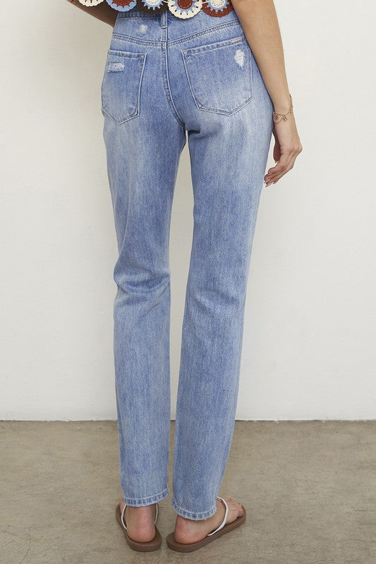 Distressed Straight Jeans