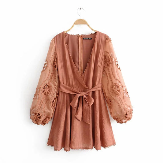 Lace mesh stitching dress