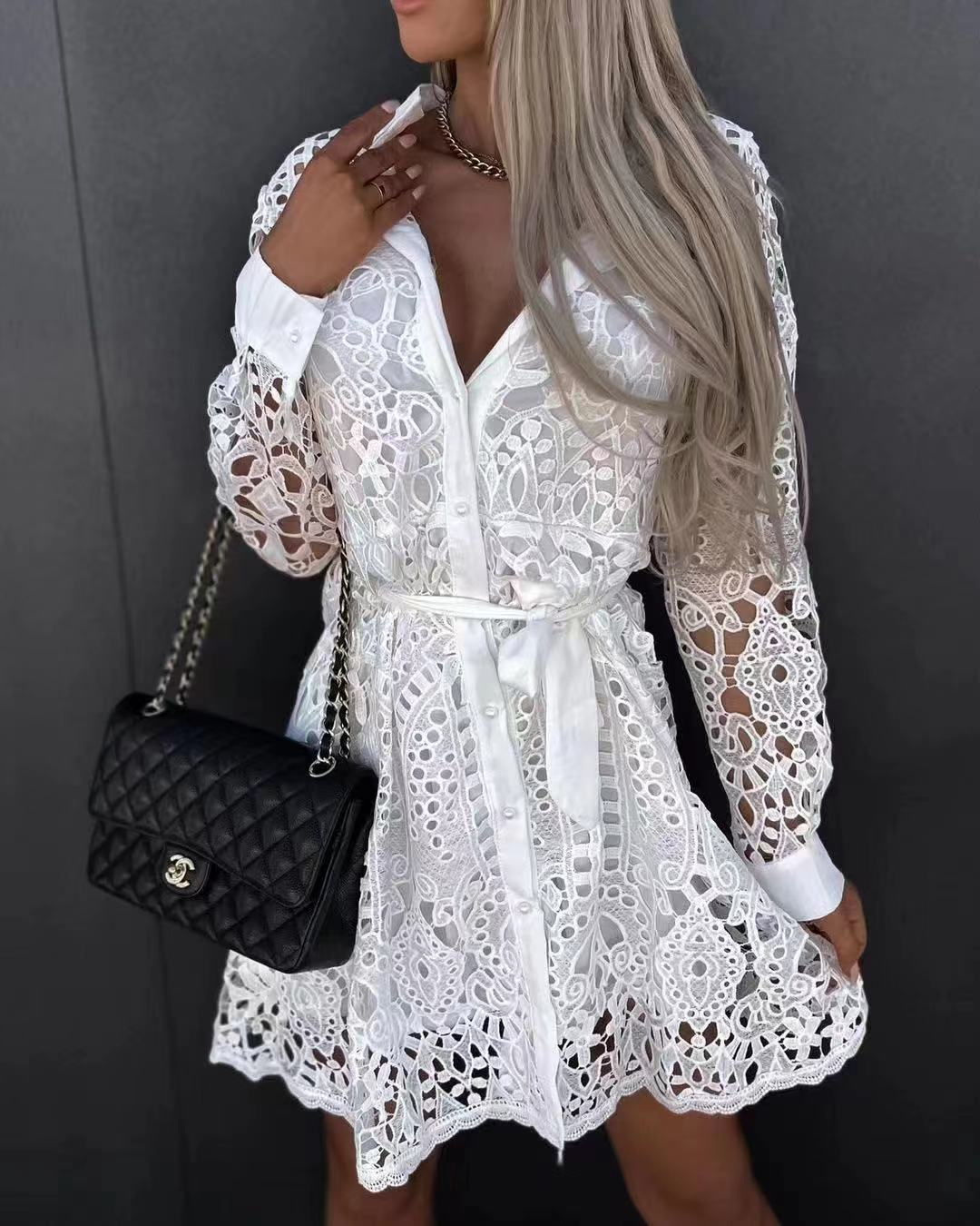 Fashion Temperament  Mini Lace Dress