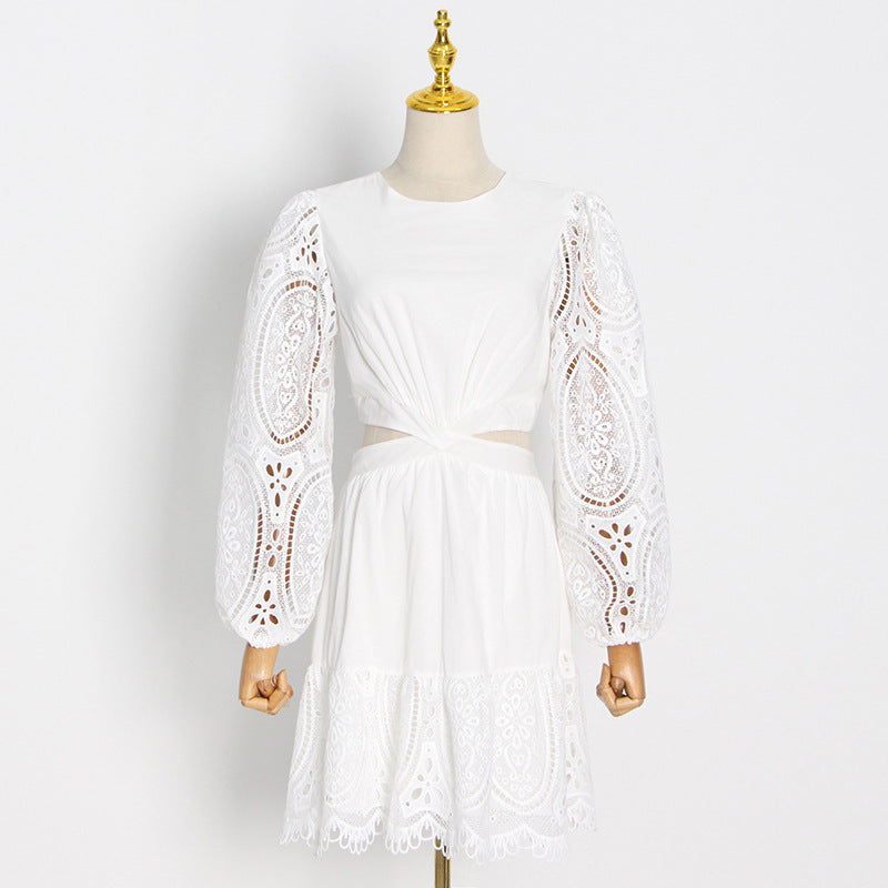 White Lace sleeve Dress