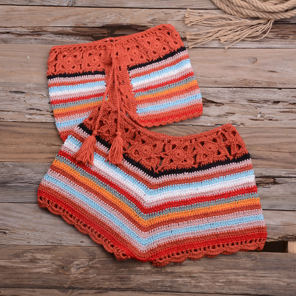 Pure Hand Hook Holiday Style Beach Swimsuit Split