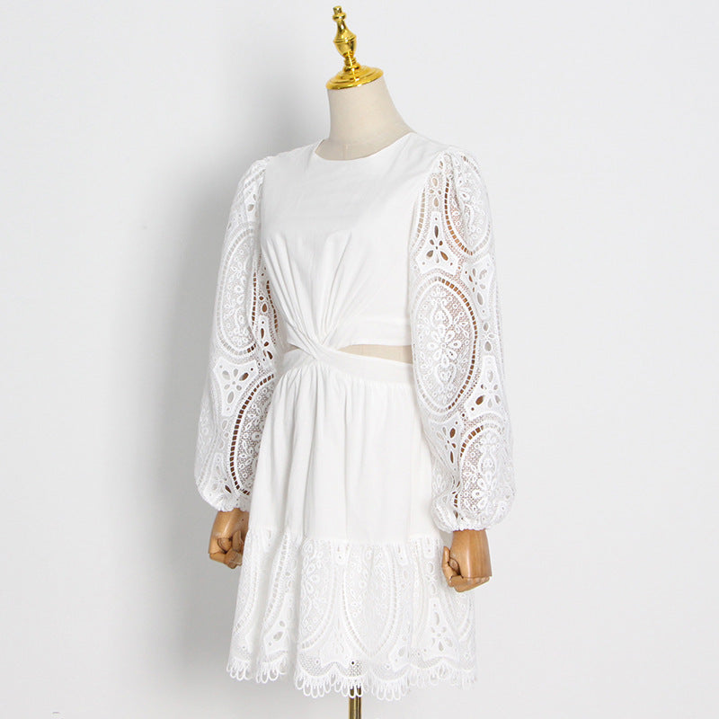 White Lace sleeve Dress