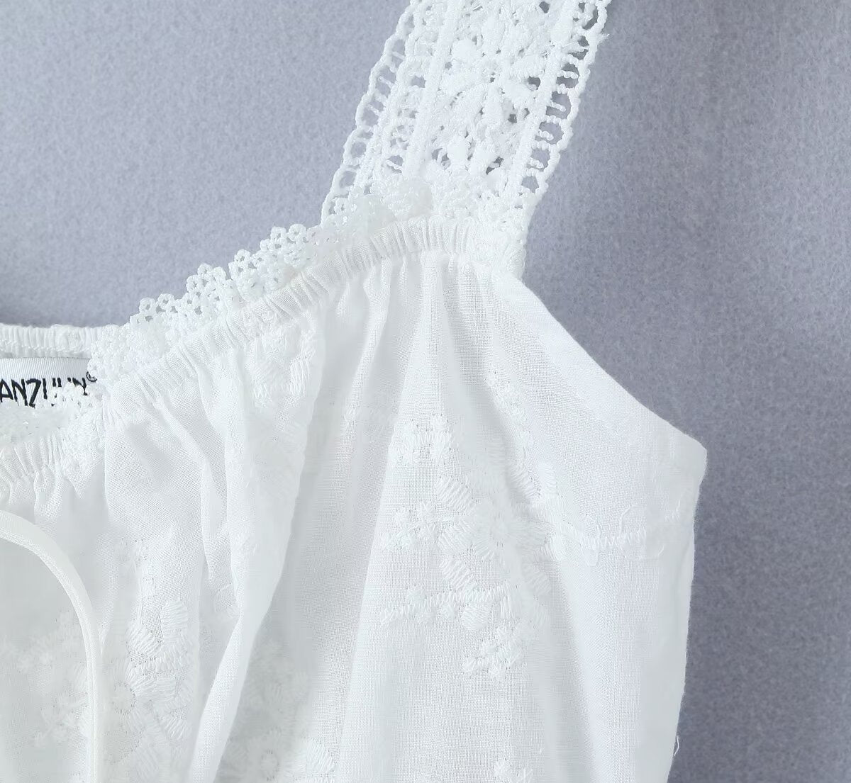 Off-neck Lace Short Crop Top High Waist Drawstring Patchwork Long Dress