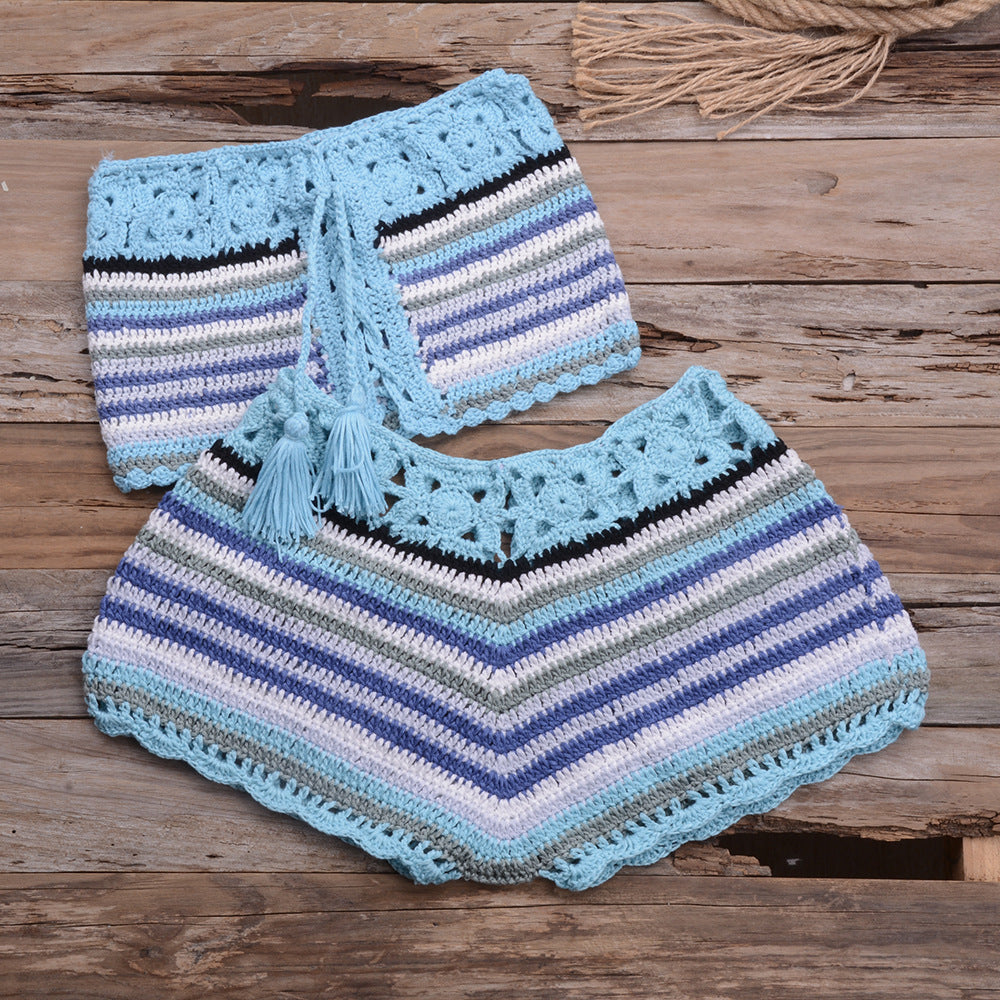 Pure Hand Hook Holiday Style Beach Swimsuit Split