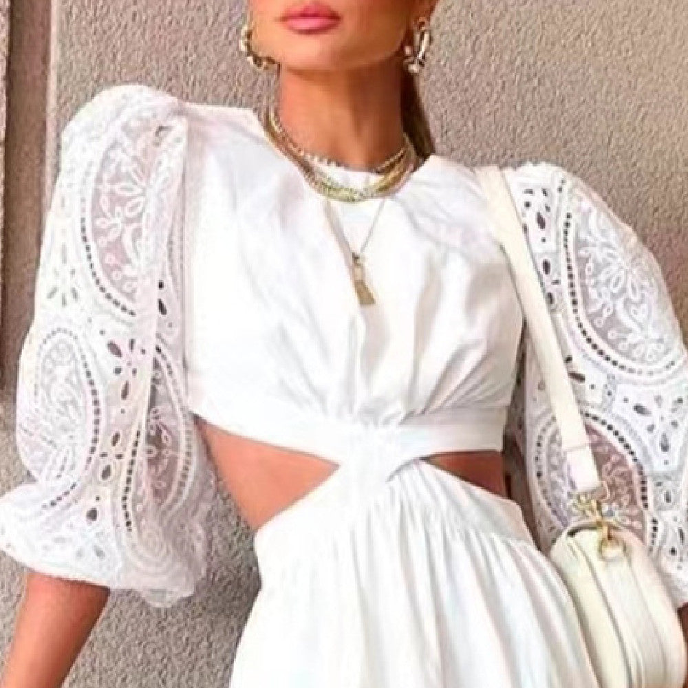 White Lace sleeve Dress