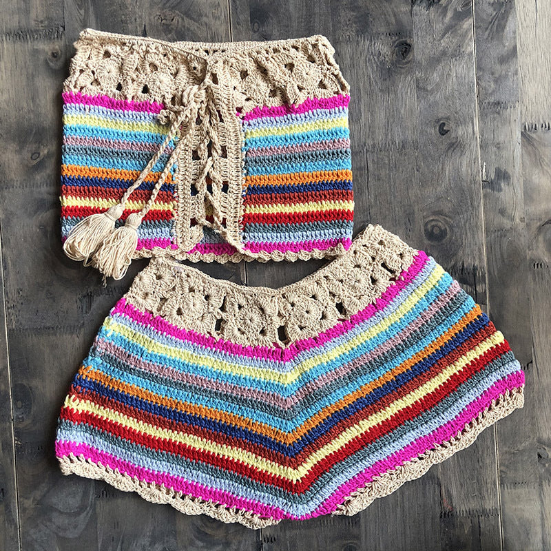 Pure Hand Hook Holiday Style Beach Swimsuit Split