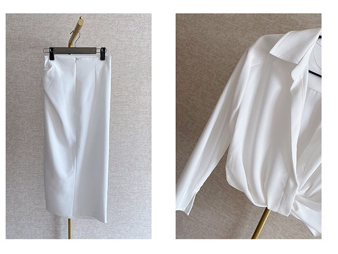 Niche Crop Top & High waste Skirt with Slit
