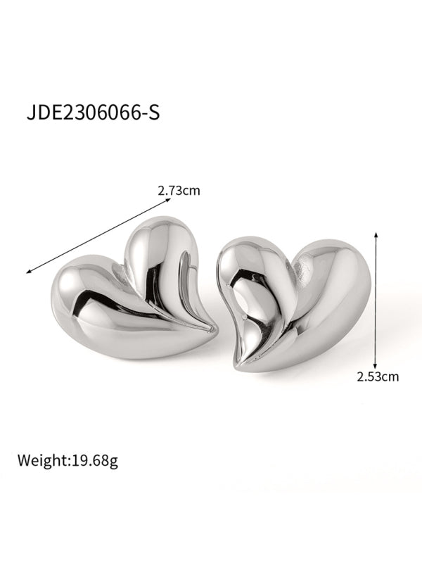 New style simple silver non-fading large heart-shaped earrings/necklace