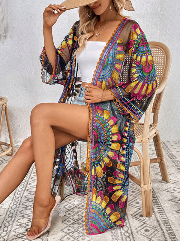 New Beach Skirt Casual Vacation Lace Cardigan Bikini Swimsuit Cover-Up Sun Protection Wear