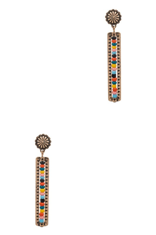 Bar Shaped Seed Bead Post Earrings