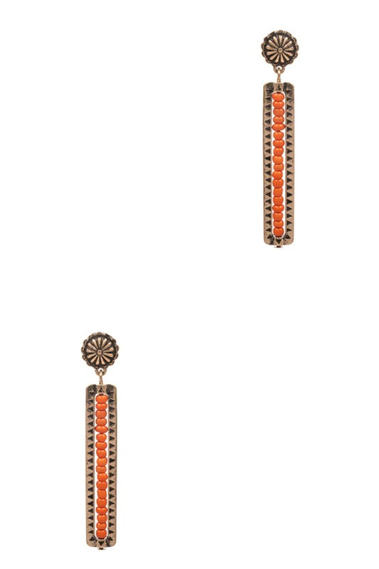 Bar Shaped Seed Bead Post Earrings