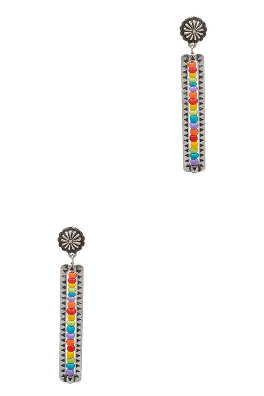 Bar Shaped Seed Bead Post Earrings